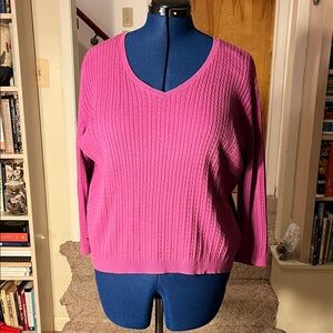 Lauren Ralph Lauren Fuchsia V-Neck Sweater
